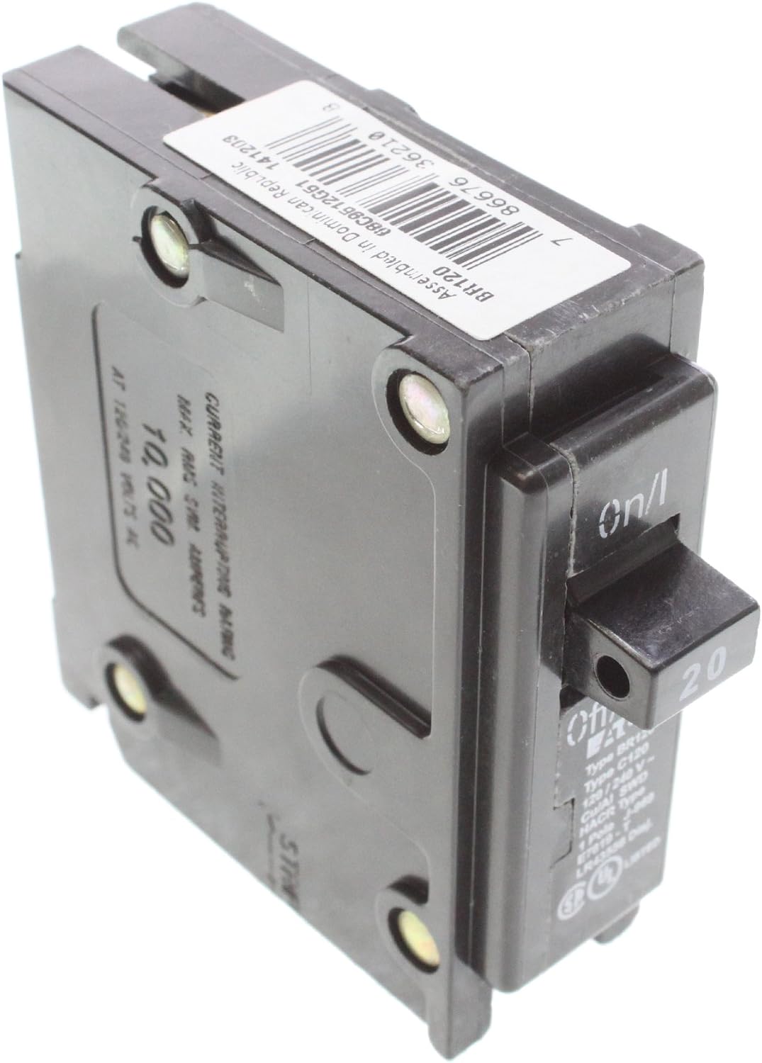 Eaton Cutler-Hammer BR120 Interchangeable Circuit Breaker, 20A, (10-Pack),Black