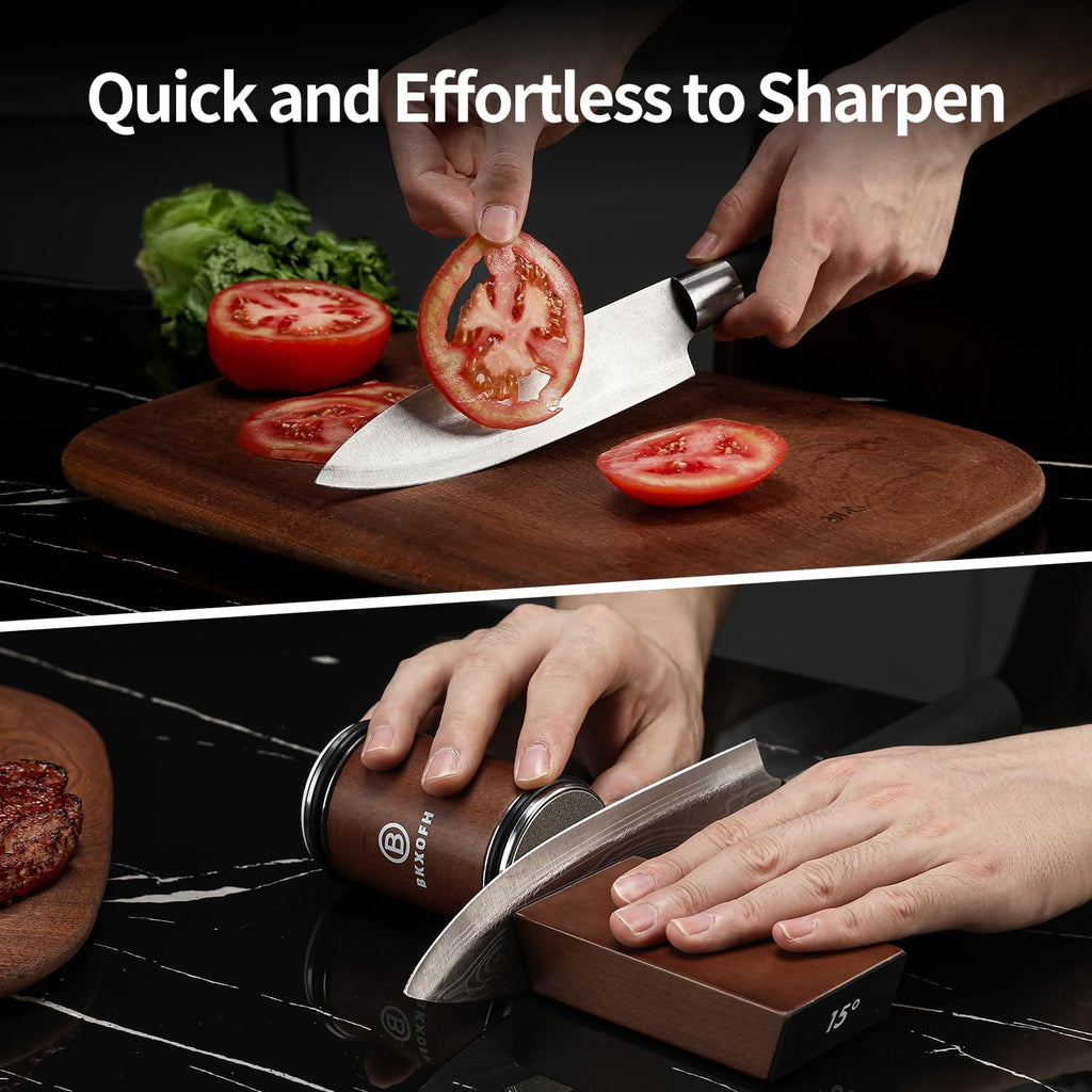 Rolling Knife Sharpener Kit, Knife Sharpening Kit, Kitchen Knives Sharpener Roller with Diamond and Ceramic for Steel