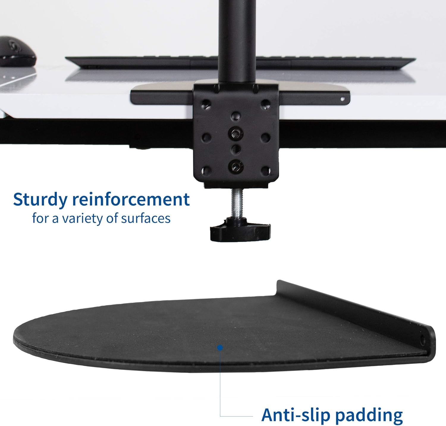Steel Reinforcement Bracket Mount Plate for Thin, Glass, and Other Fragile Table Top Surfaces, Compatible with Most
