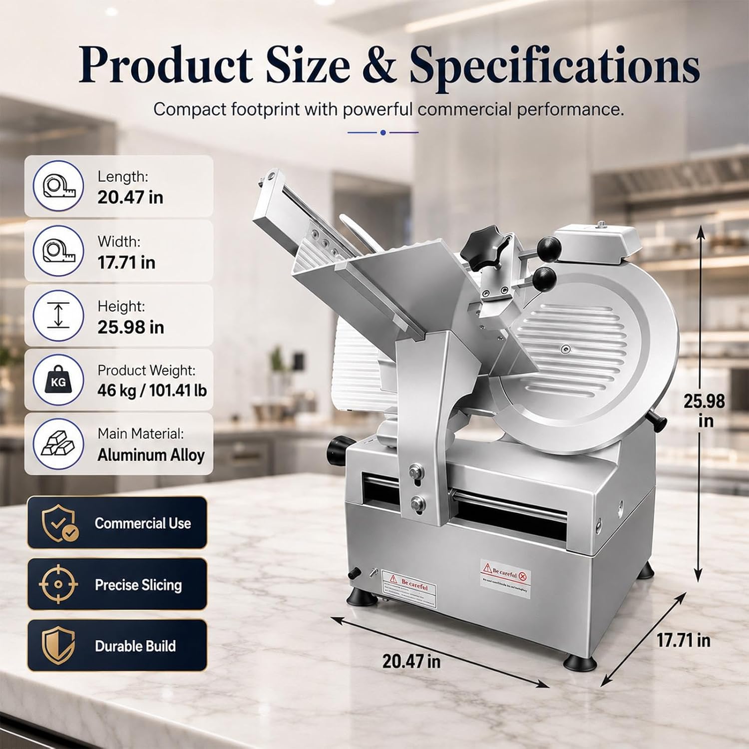 Meat Slicer 550W Automatic, Electric Food Slicer Machine with 10 in Carbon Steel Blade, 0-6mm Thickness Adjustable