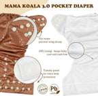 6 Pack Reusable Cloth Diapers 3.0 for Babies Girls Newborn, One-Size Adjustable Baby Diaper, Durable Stitching, Back