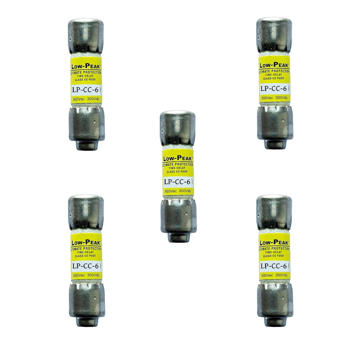 5-Pack New LP-CC-6 LP-CC-6A LP-CC 6A 600Vac Time Delay Fuse,LP-CC-6 Class CC Cartridge Fuses 6A 600V-AC D666186