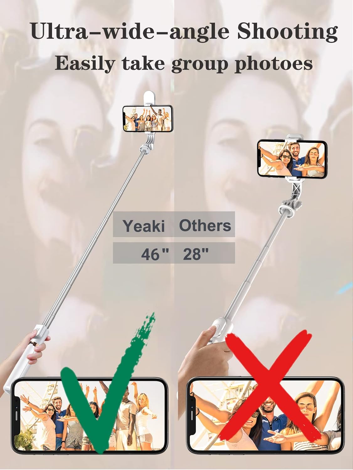 Selfie Stick Tripod with Wireless Remote, 46'' Cellphone Selfie Stick Tripod with LED Fill Light, for iPhone