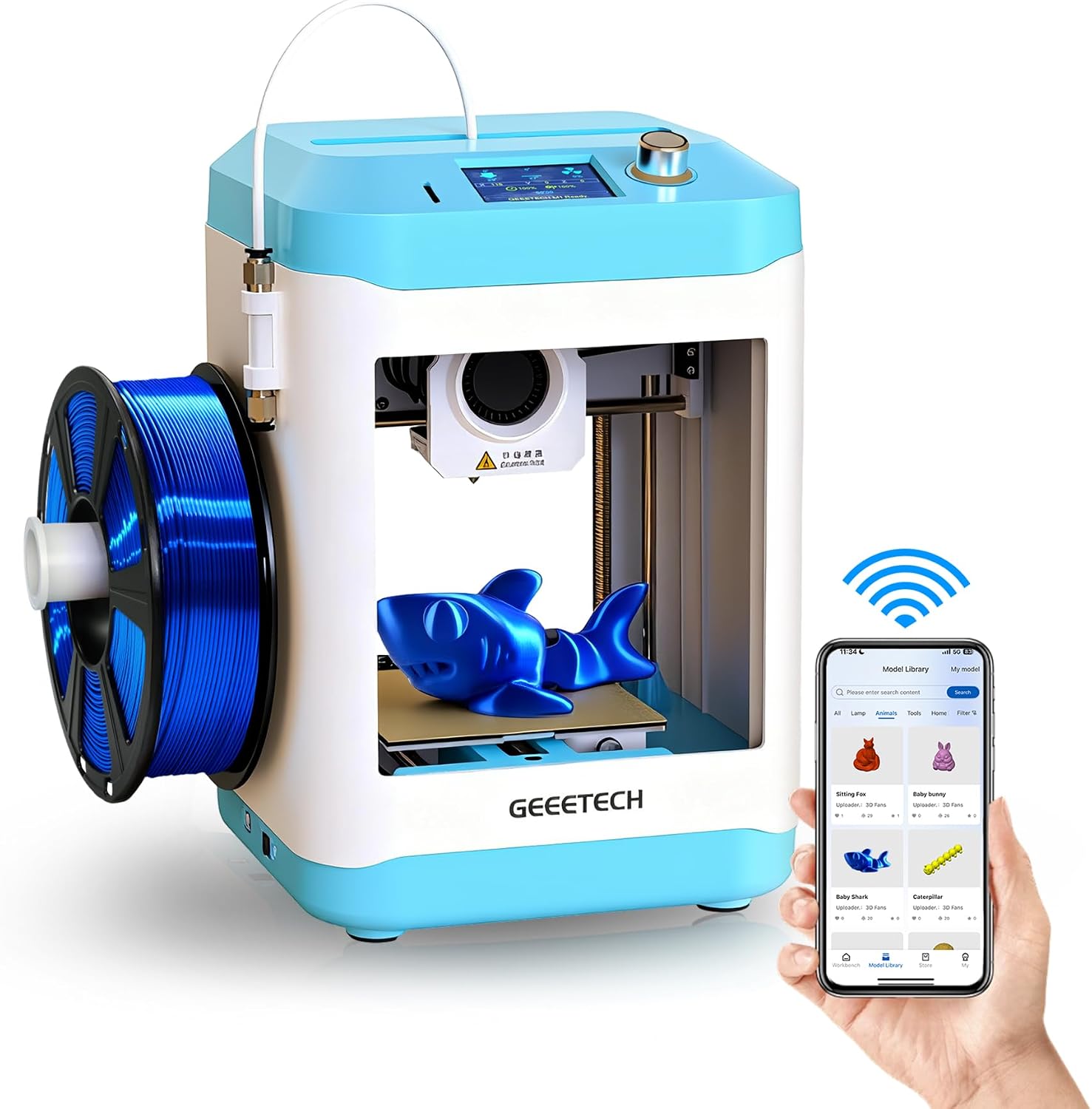 3D Printer for Kids & Beginners, High-Speed Smart Mini 3D Printer with Filament, Wi-Fi & App Control, Auto-Leveling
