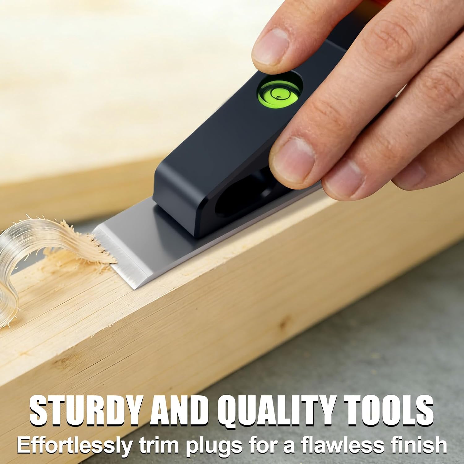 Block Plane with Built-in Level – Durable Hand Planer & Wood Plane – Precision Chisel Plane with Hardened Flat Blade
