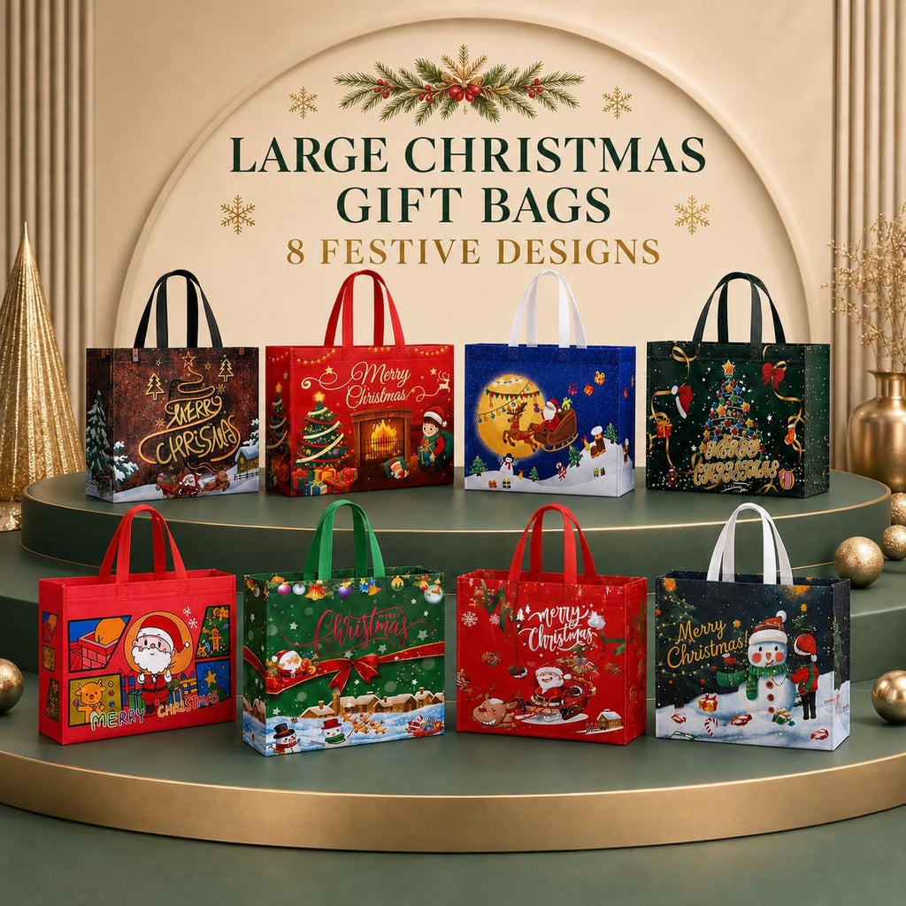 8 Pack Large Christmas Gift Bags Bulk Reusable Holiday Bags