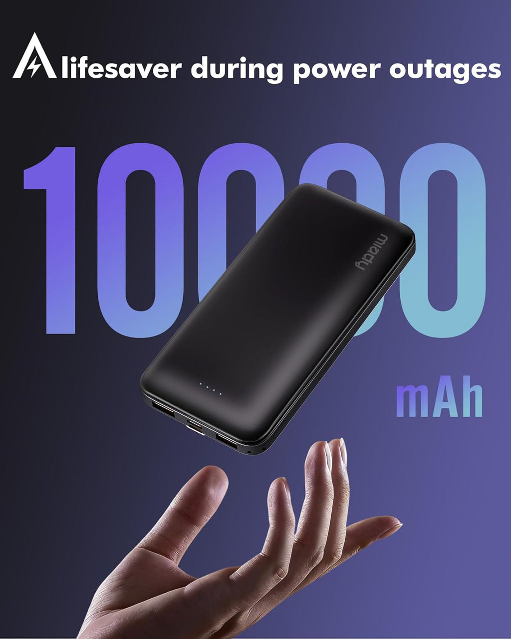 2-Pack Portable Charger, Slim 10000mAh Power Bank Travel Battery Pack 3 Outputs 2 Inputs Compatible with iPhone