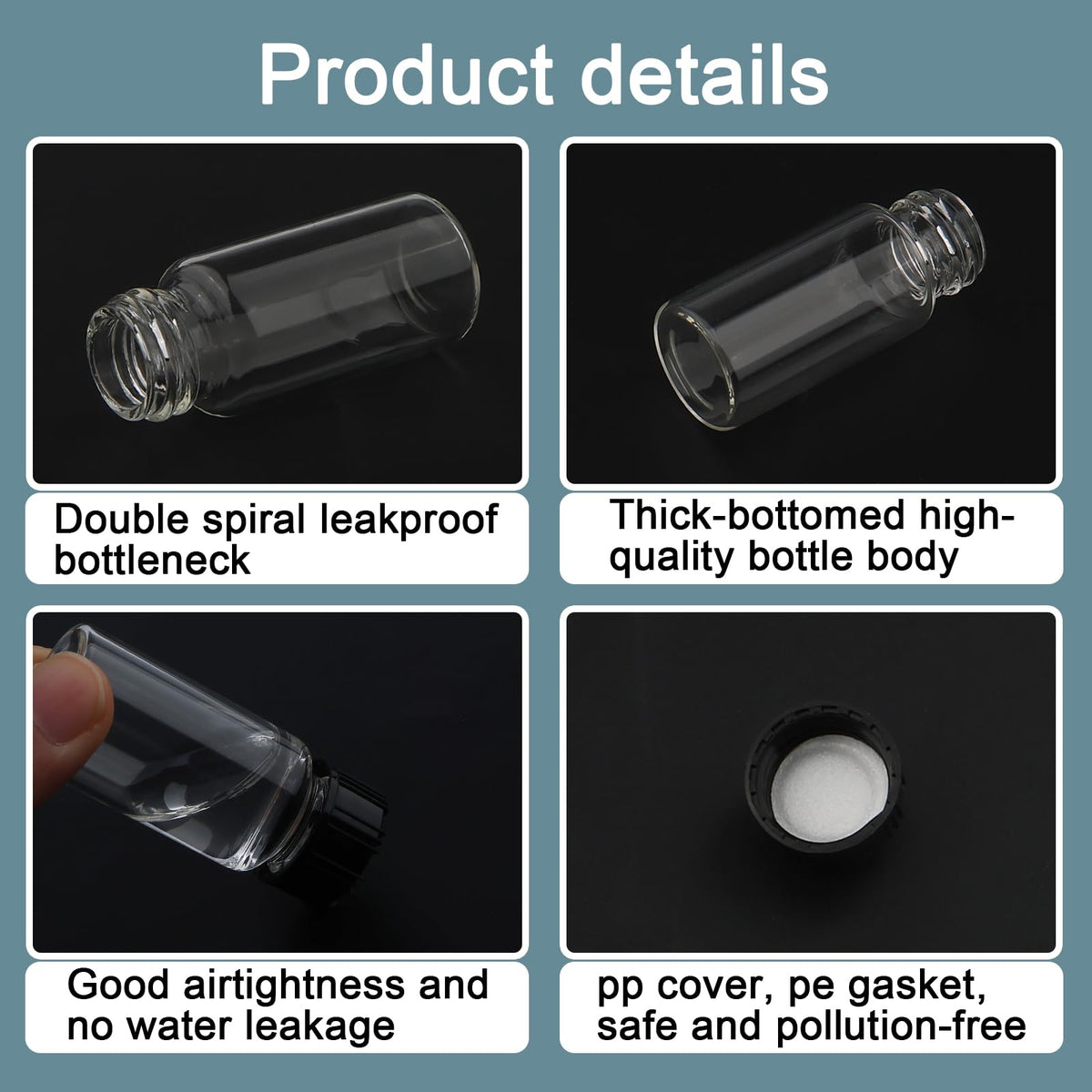 10 mL Small Clear Glass Vials with Plastic Screw Caps, 10Pcs