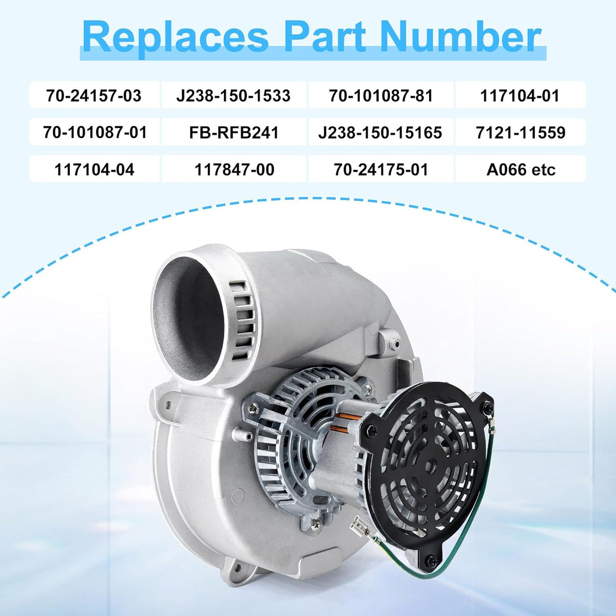 Furnace Draft Inducer Blower Fan Motor for Rheem Ruud FB-RFB241, 70-24157-03, Jakel J238-150-1533, J238-150-15165, Fasco 7021-11559, Ametek 117104-01
