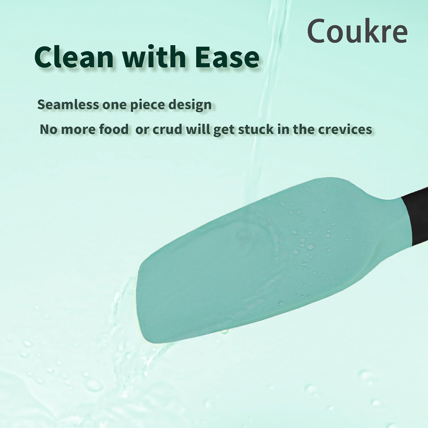 Silicone Spatula Set of 5,High Temperature Resistant, Food Grade Silicone, Dishwasher Safe, for Baking, Cooking (Aqua
