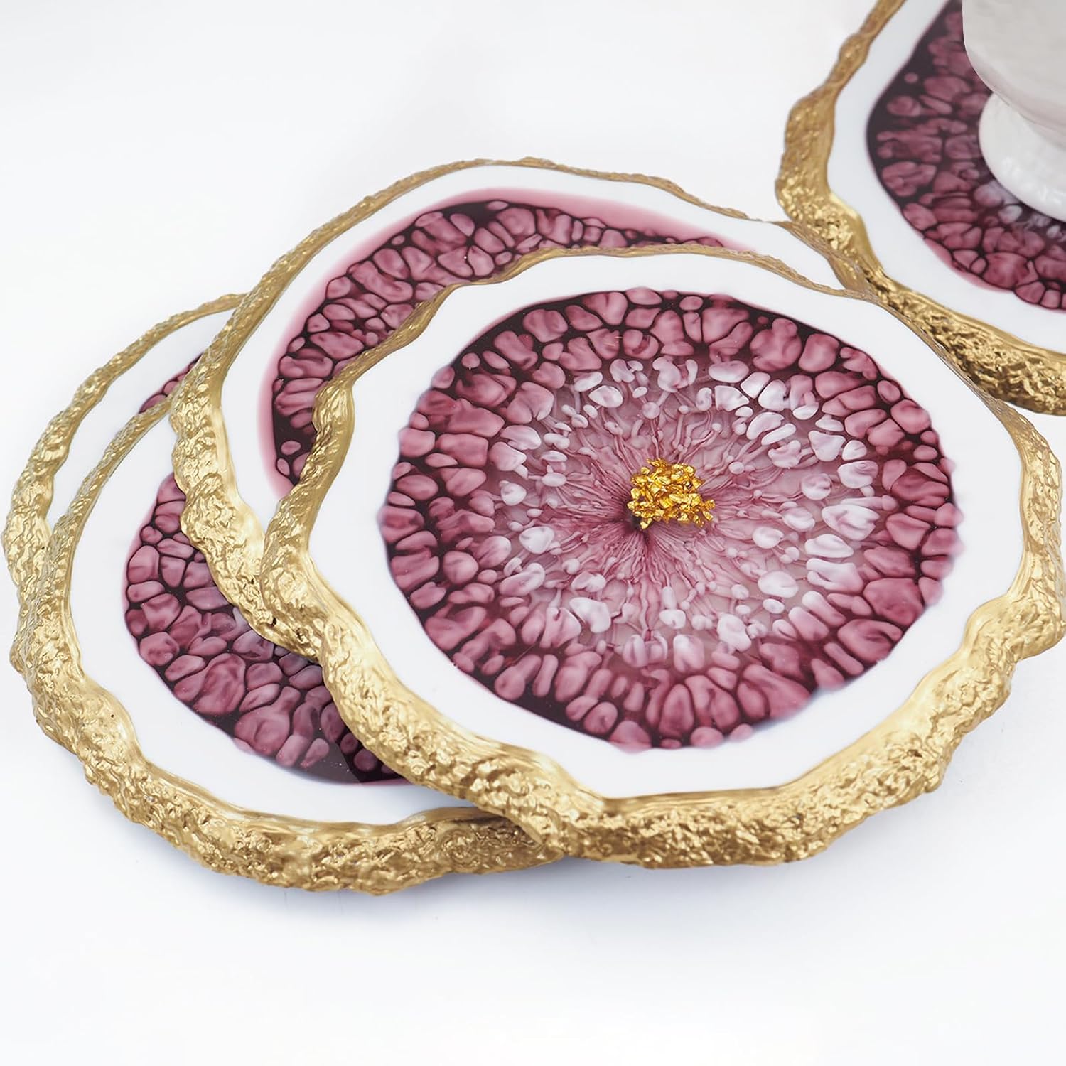 Resin Coaster Molds Silicone,4 Pcs Geode Irregular Edge Epoxy Coaster Molds for DIY Custom Coasters Resin Crafts Home