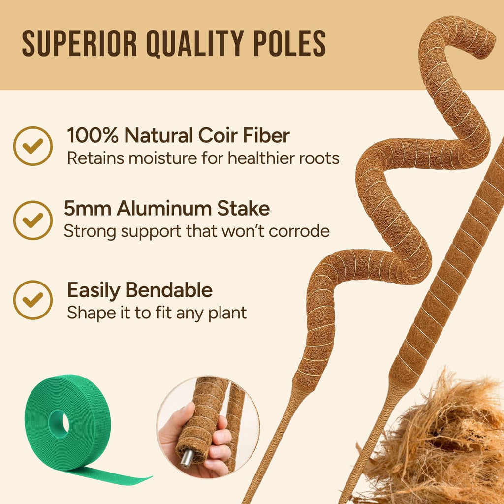Moss Pole Monstera Plant Support – 2 Pack 28” Bendable Moss Pole Monstera Plant Support, Plant Stakes for Indoor