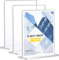 3Pack Acrylic Sign Holder 8.5 x 11inch, Vertical Display Sign Stand | Clear Menu Holder Stand, Table Paper Holder