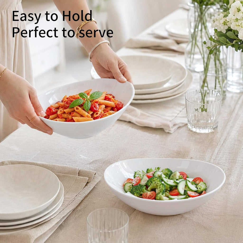 9" Serving Bowls for Wedding Decor, 36 OZ Porcelain Serving Dishes for Entertaining, Large Bowls Set for Soup Salad
