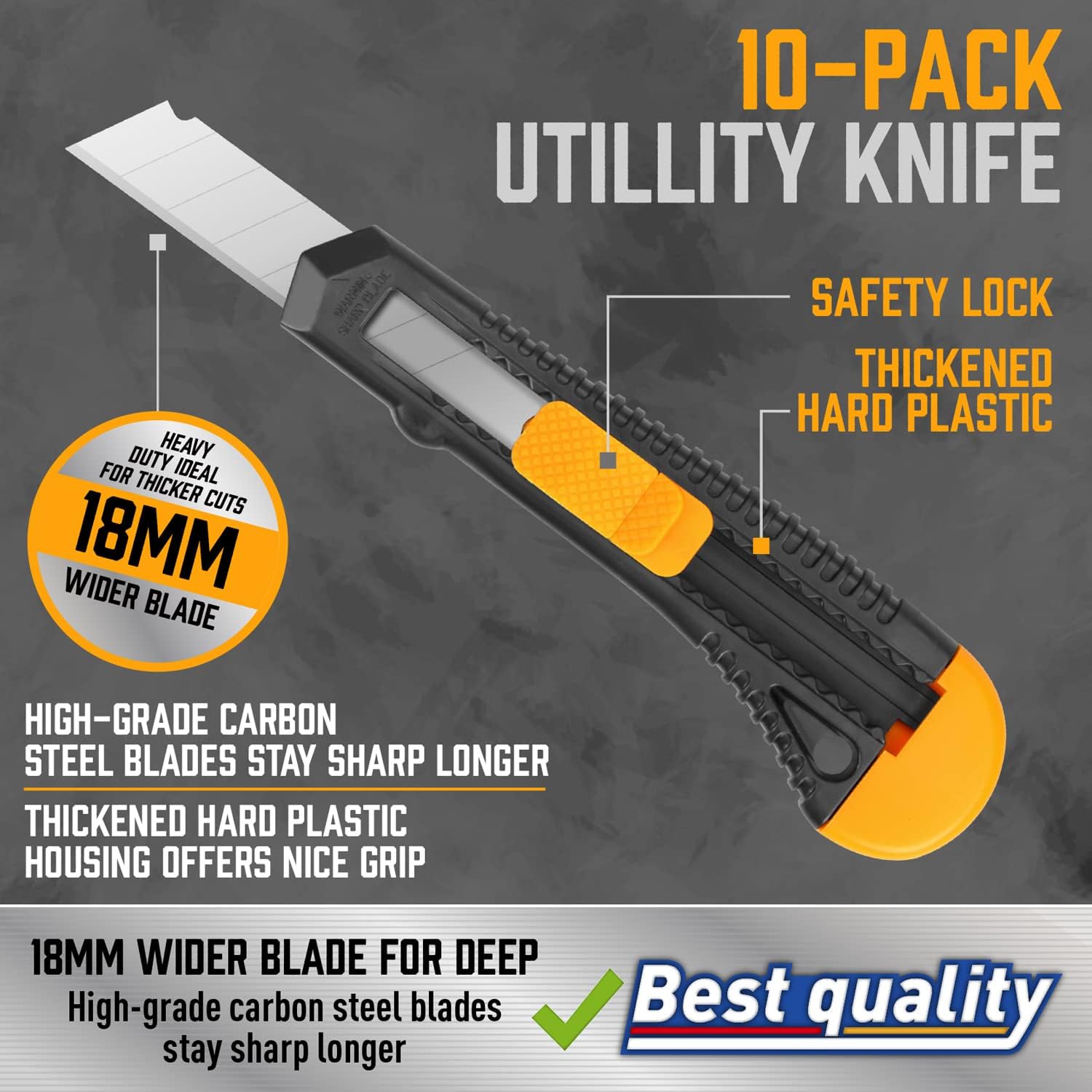 14-Piece Retractable Box Cutter, Utility Knifes for Boxes, Cartons, Cardboard Cutting, 18mm & 9mm Wide Blade Cutter