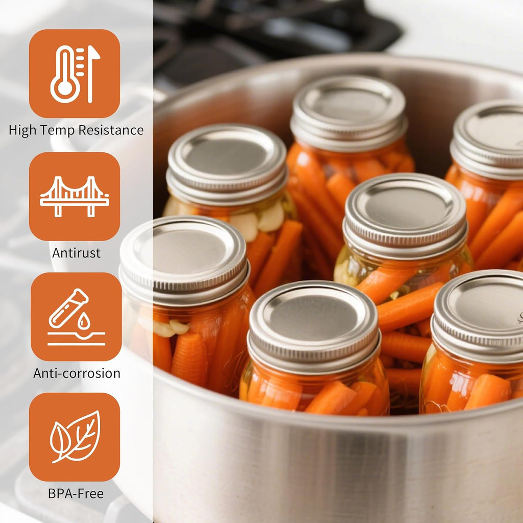 70MM 220 Pcs Regular Mouth Mason Jar Lids Split-Type Silicone