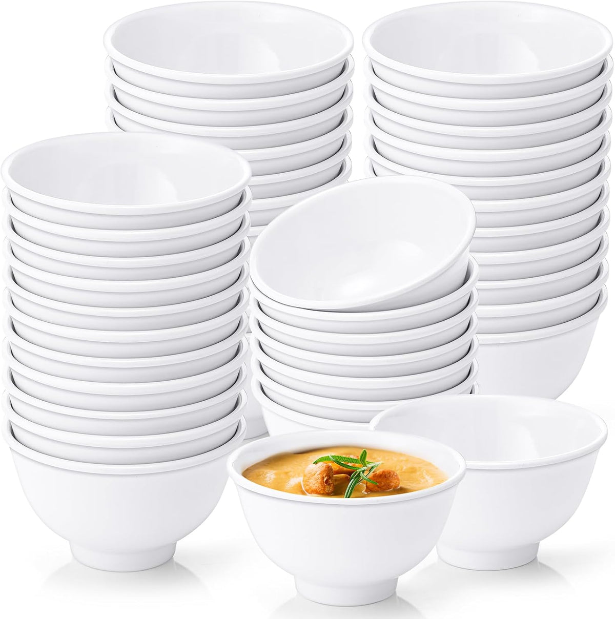 50 Pcs Soup Bowls Unbreakable Cereal Salad, 10 oz, White