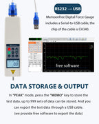 MXMOONFREE 500N Digital Push Pull Force Gauge with USB Data Output