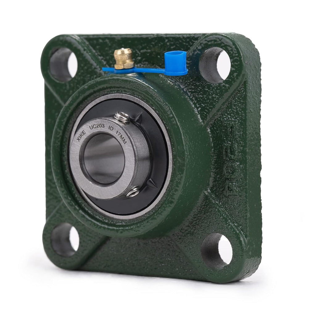 XIKE 2 Pcs UCF203 Bore 17 mm Pillow Block Square Flange Mounted Ball Bearings.