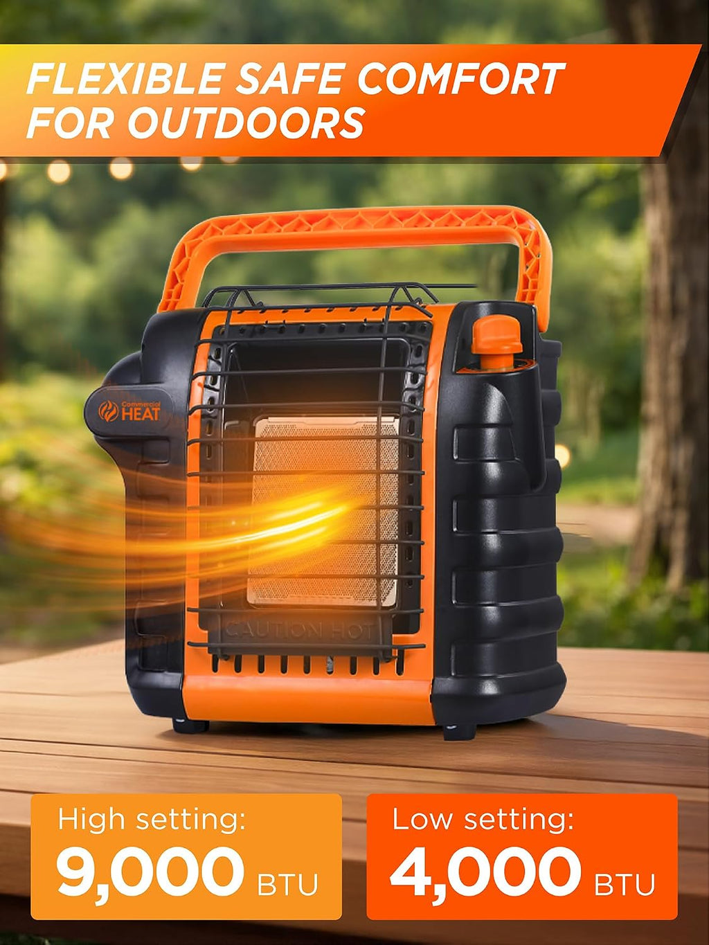 9000 BTU Outdoor Portable Propane Heater, CHP9000O, Orange