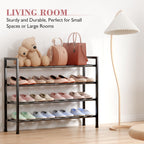 4 Tier Expandable Shoe Rack for Closet, Light Grey
