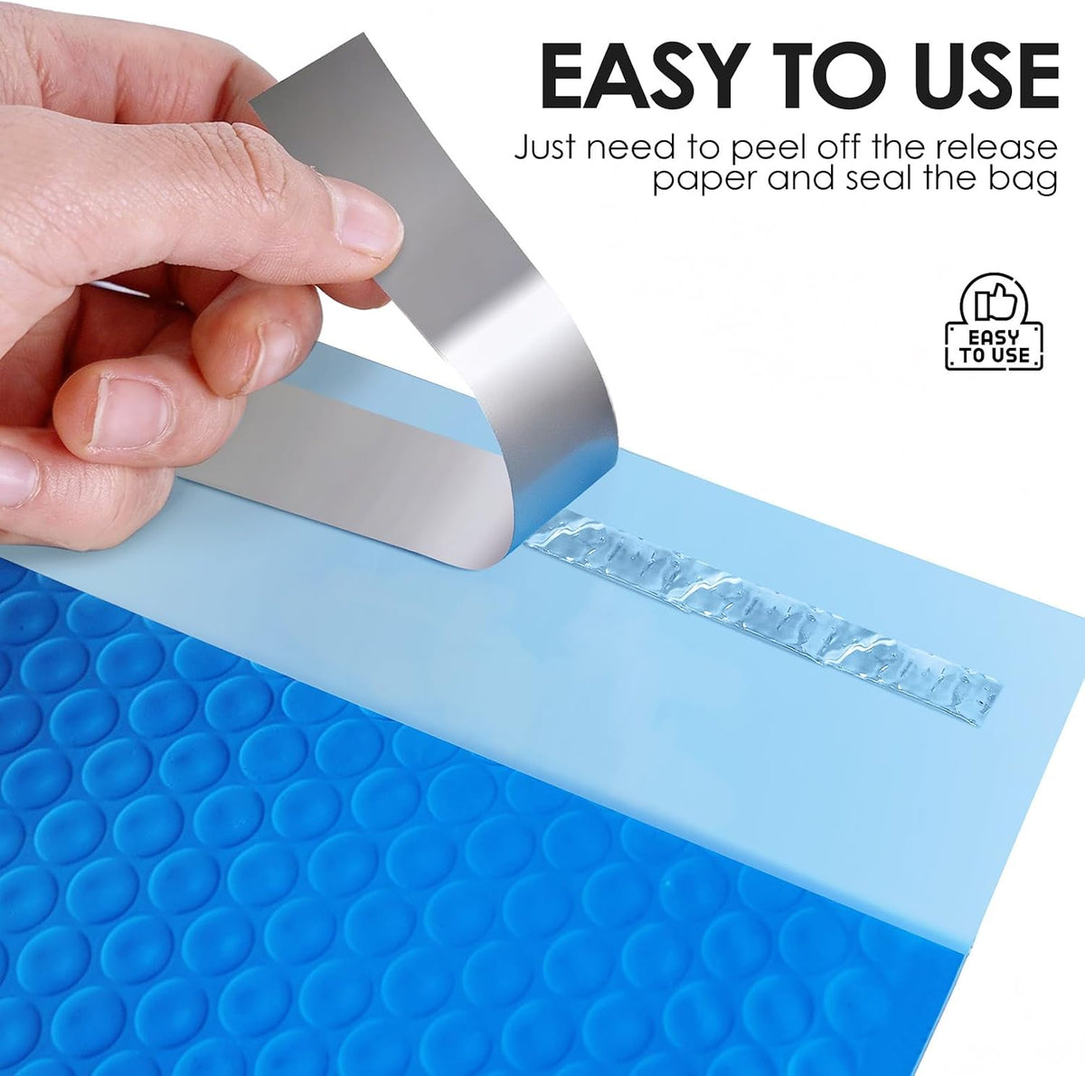 Bubble Mailers 4x8" 100 Pack Blue Padded Envelopes Waterproof Usable Size 4x7 Self-Seal Padded Mailing Envelopes