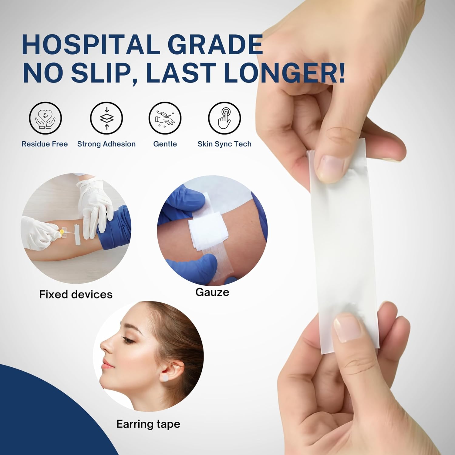 Cloth Medical Tape Waterproof, 4 Rolls x 1 inch + 10pc Gauze Pads | Hypoallergenic Surgical Tape For Wound Care