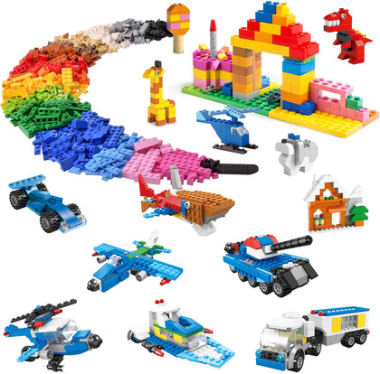 1100 PCS Building Blocks for Kids 6-12, STEM Learning Bulk Bricks Set, 147 Shapes 17 Colors, Compatible with All