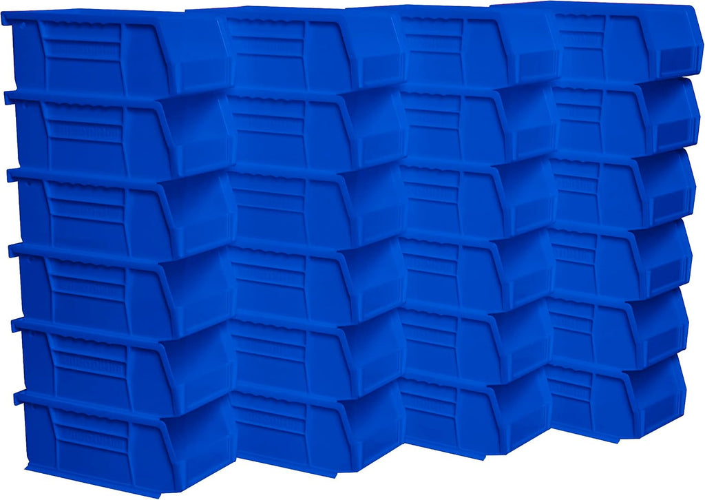 30220 AkroBins Plastic Storage Bins, 7"x4"x3", Blue, 24-Pack | Space-Saving Stackable Bins for Garage, Pantry, Craft