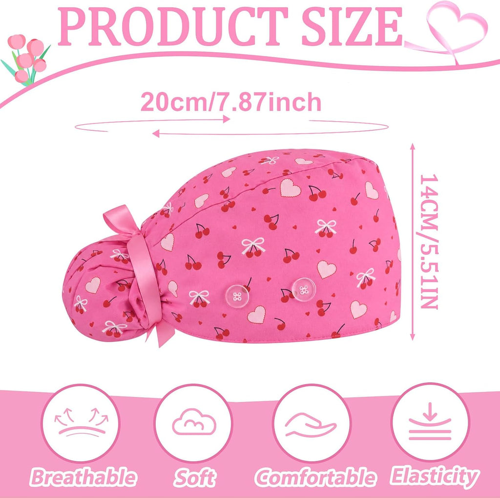 2 Pcs Scrub Cap for Women Nurse Hat with Badge Reel