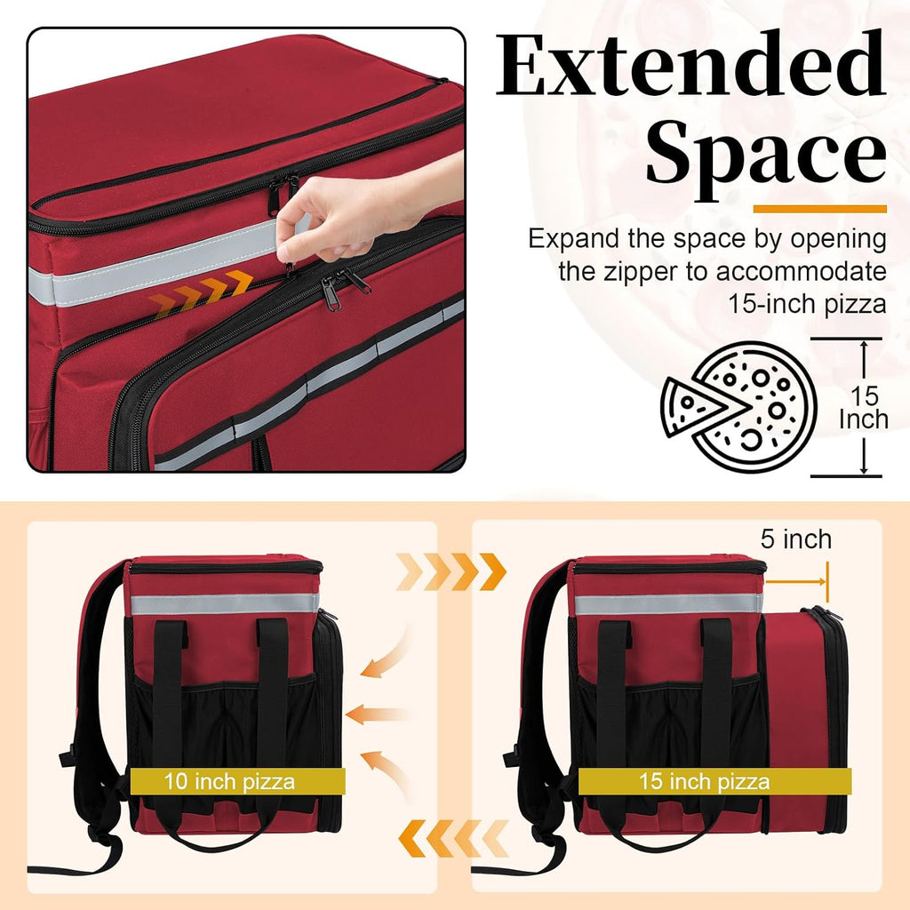 Food Delivery Backpack, Expandable Delivery Backpack Pizza Bag, L