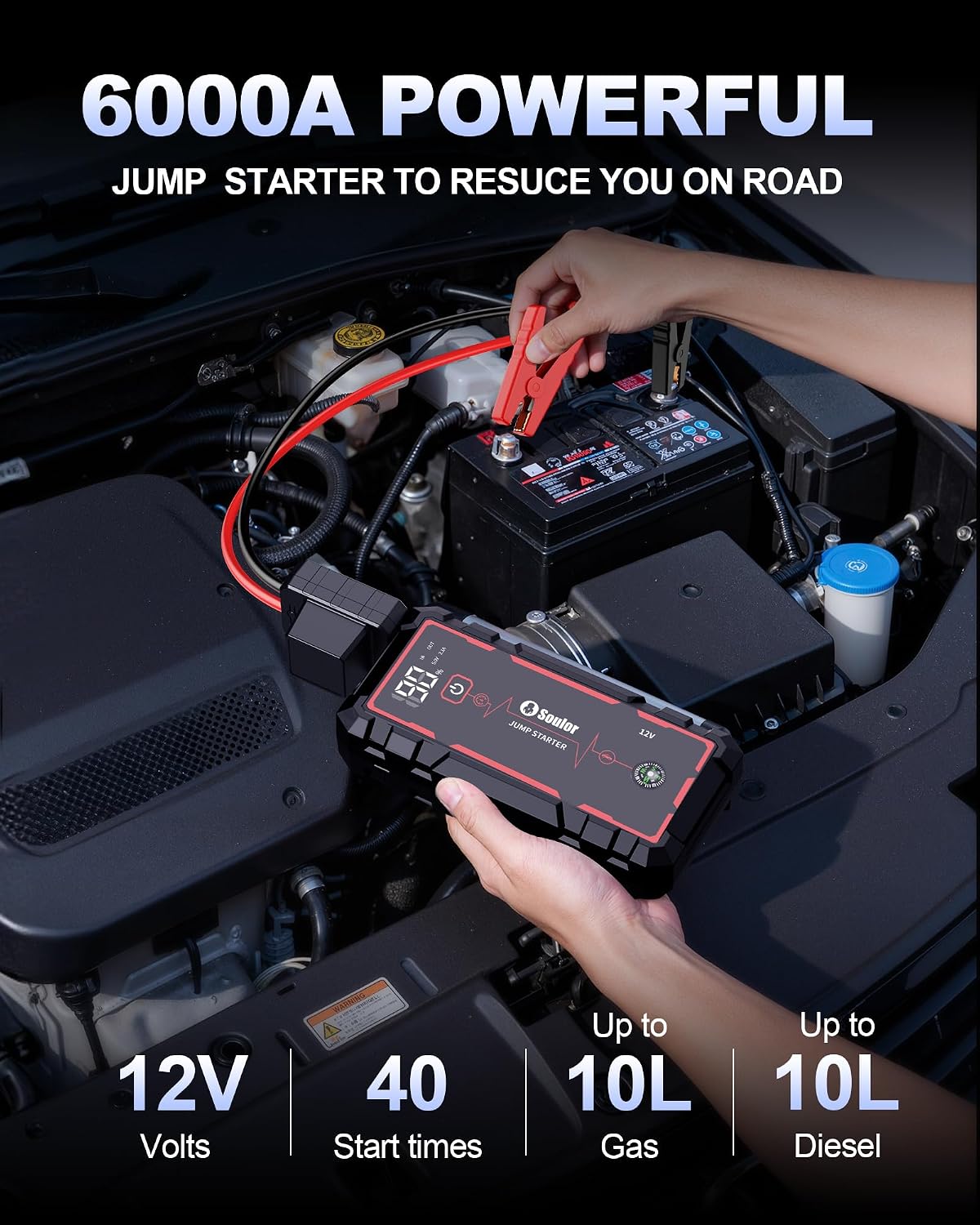 Car Battery Jump Starter Battery Jumper Starter Portable 6000A