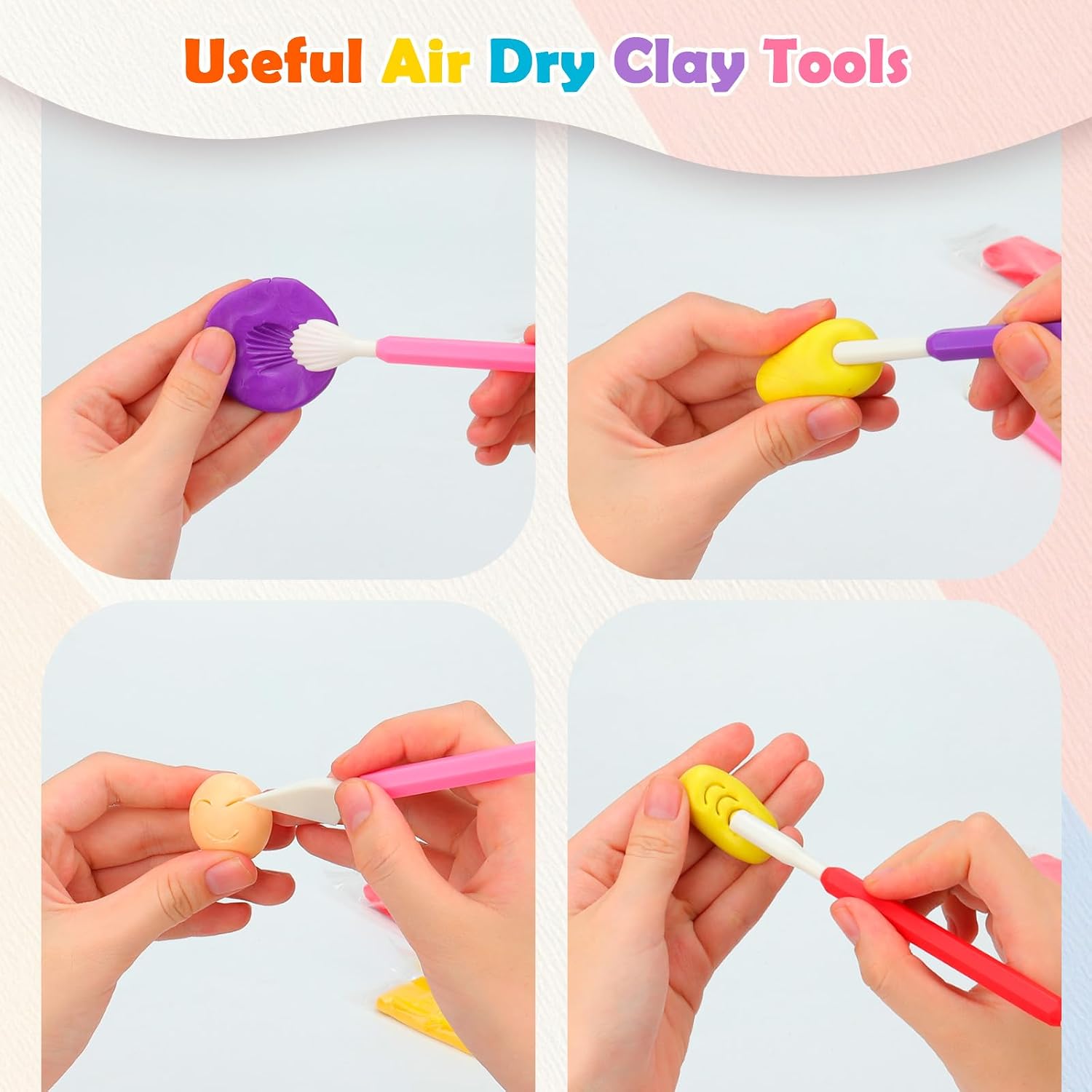 2 Set Air Dry Clay Tools, 18PCS Polymer Clay Tools Kit for Modeling, Plastic Clay Tools Sculpting for Kids, Adults