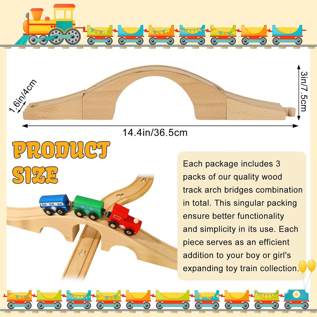 8 Pcs Wood Train Track Expansion Set Wooden Train Bridges Straight Wooden Train Track Accessories for Most Major Toy