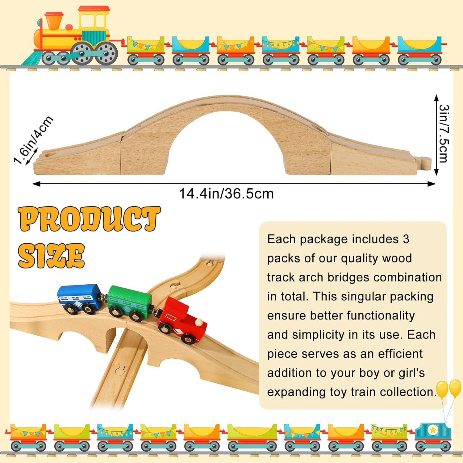 8 Pcs Wood Train Track Expansion Set Wooden Train Bridges Straight Wooden Train Track Accessories for Most Major Toy