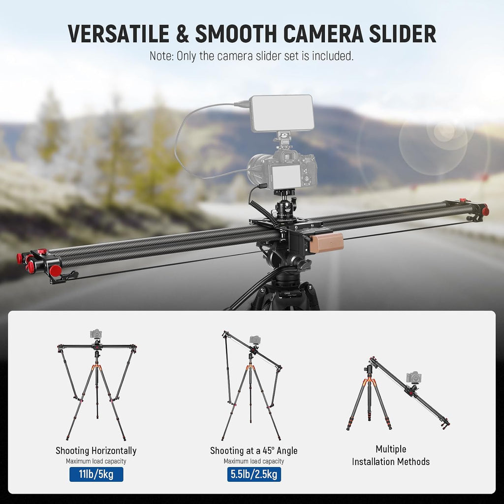 47.2"/120cm Motorized Camera Slider, App Wireless Control DSLR Carbon Fiber Dolly Rail Slider with 4400mAh F750