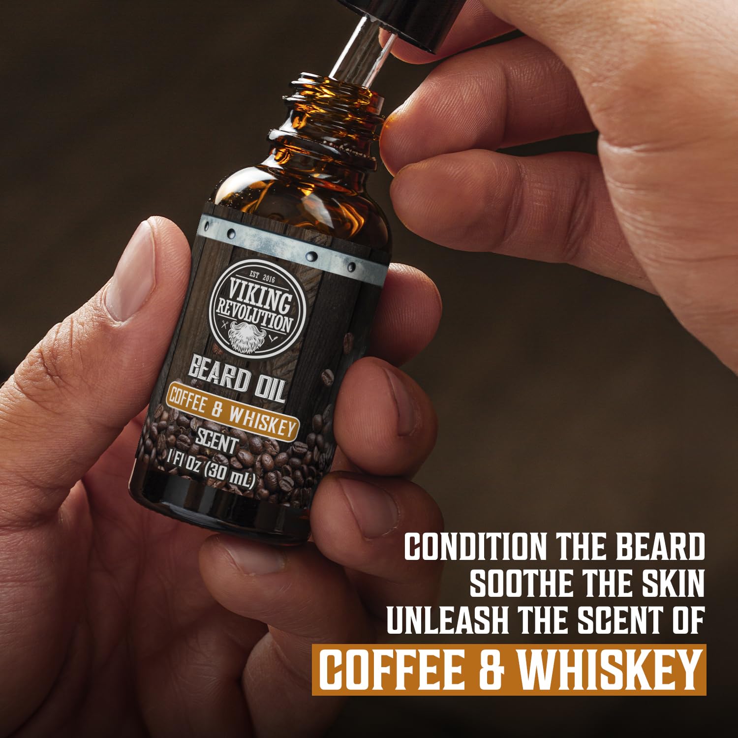 Coffee and Whiskey Beard Balm for Men (2oz) and Beard Oil (1 fl oz) Kit - With Argan and Jojoba Oils - Soften and