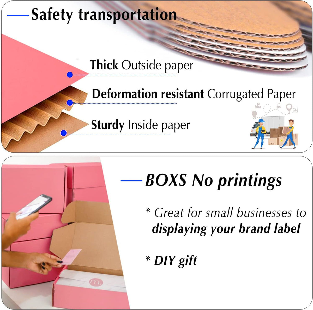 Pink Cardboard Corrugated Boxes - 9x6x2, 30 Pack Shipping & Mailing Boxes