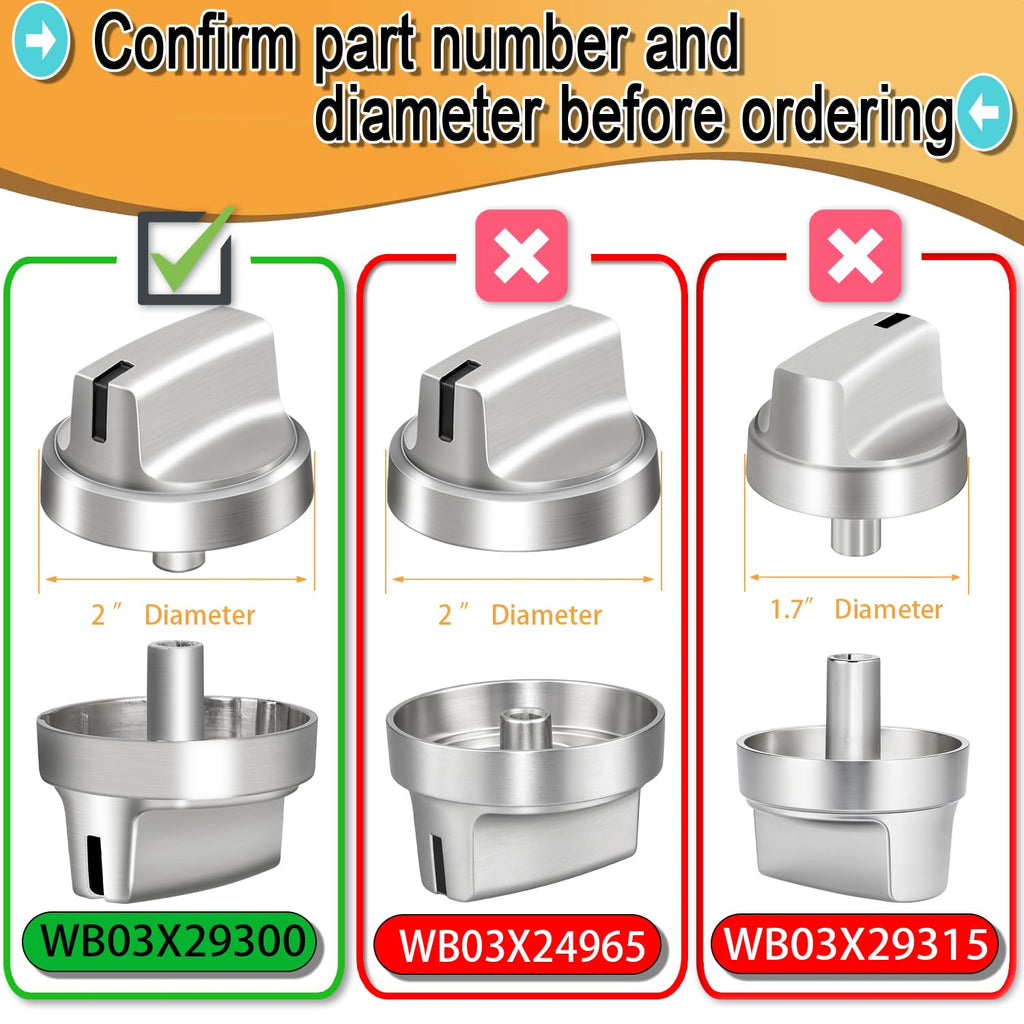 Upgraded Metal WB03X29300 for GE Stove Knobs Replacements,Stainless Steel Finish,Compatible with JGP3030SL1SS