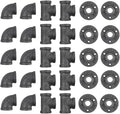 30 Pack 1/2 Inch Cast Iron Pipe Fittings with Elbows Tees Flanges