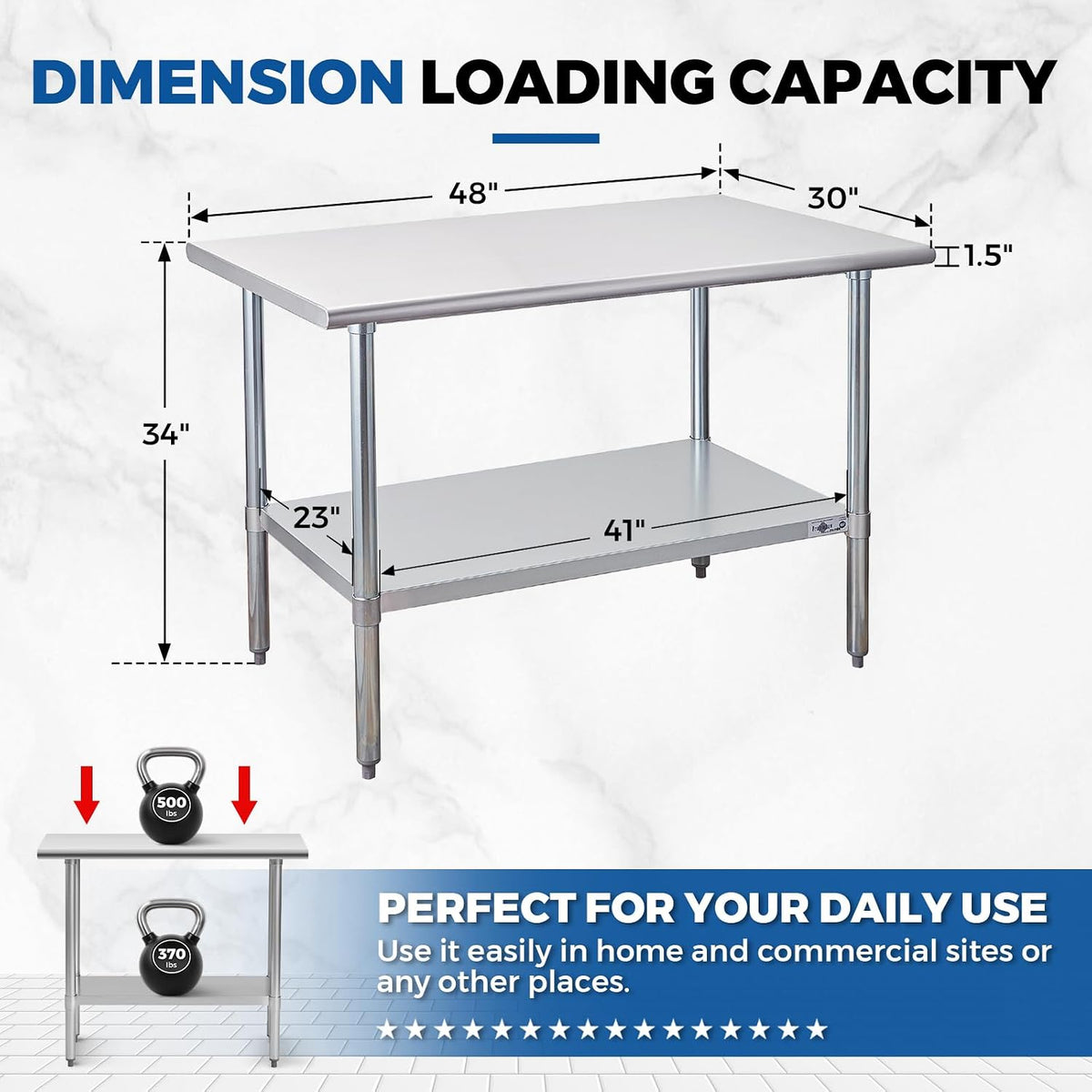 Stainless Steel Prep Table 30''x48'' NSF Commercial Workbench
