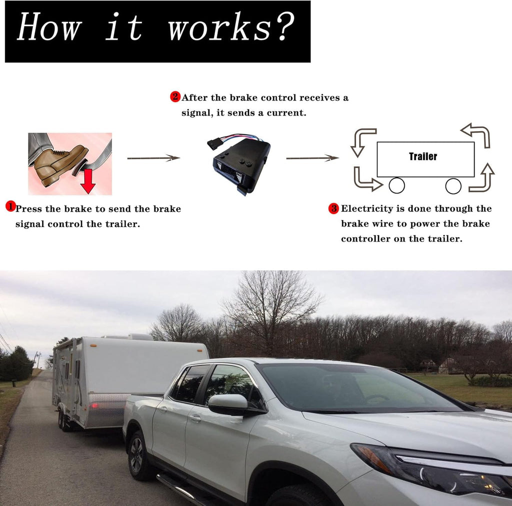 Brake Controller, Digital Electric Trailer Brake Controller Easily Control Trailers with 1-4 Axles, for Light-Duty