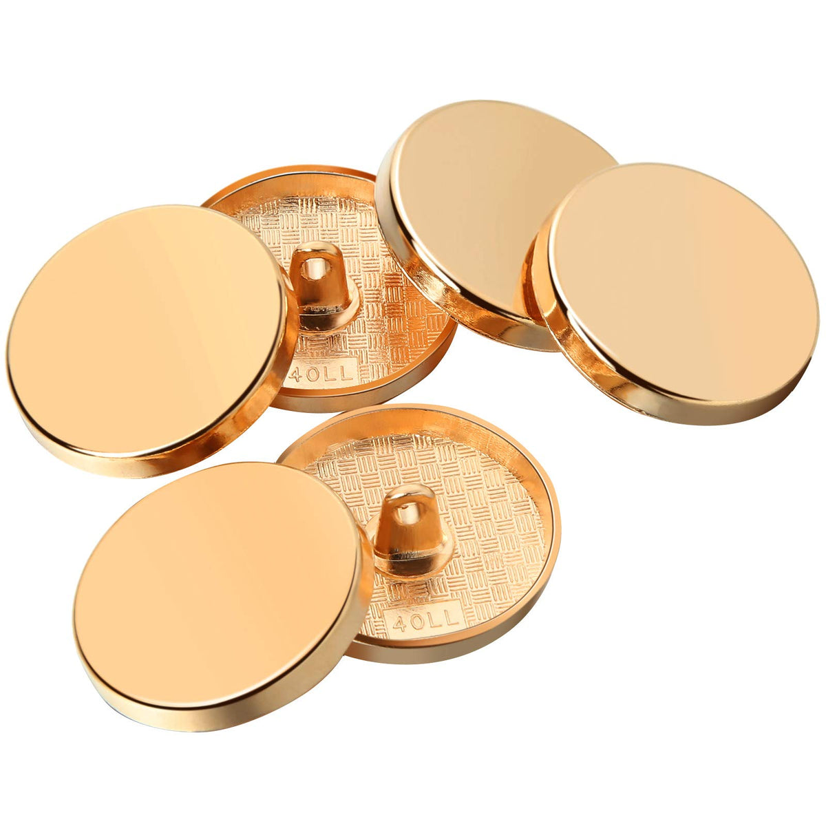 30 Pcs Metal Shank Buttons Round Flat Gold Sewing,25 mm,Gold