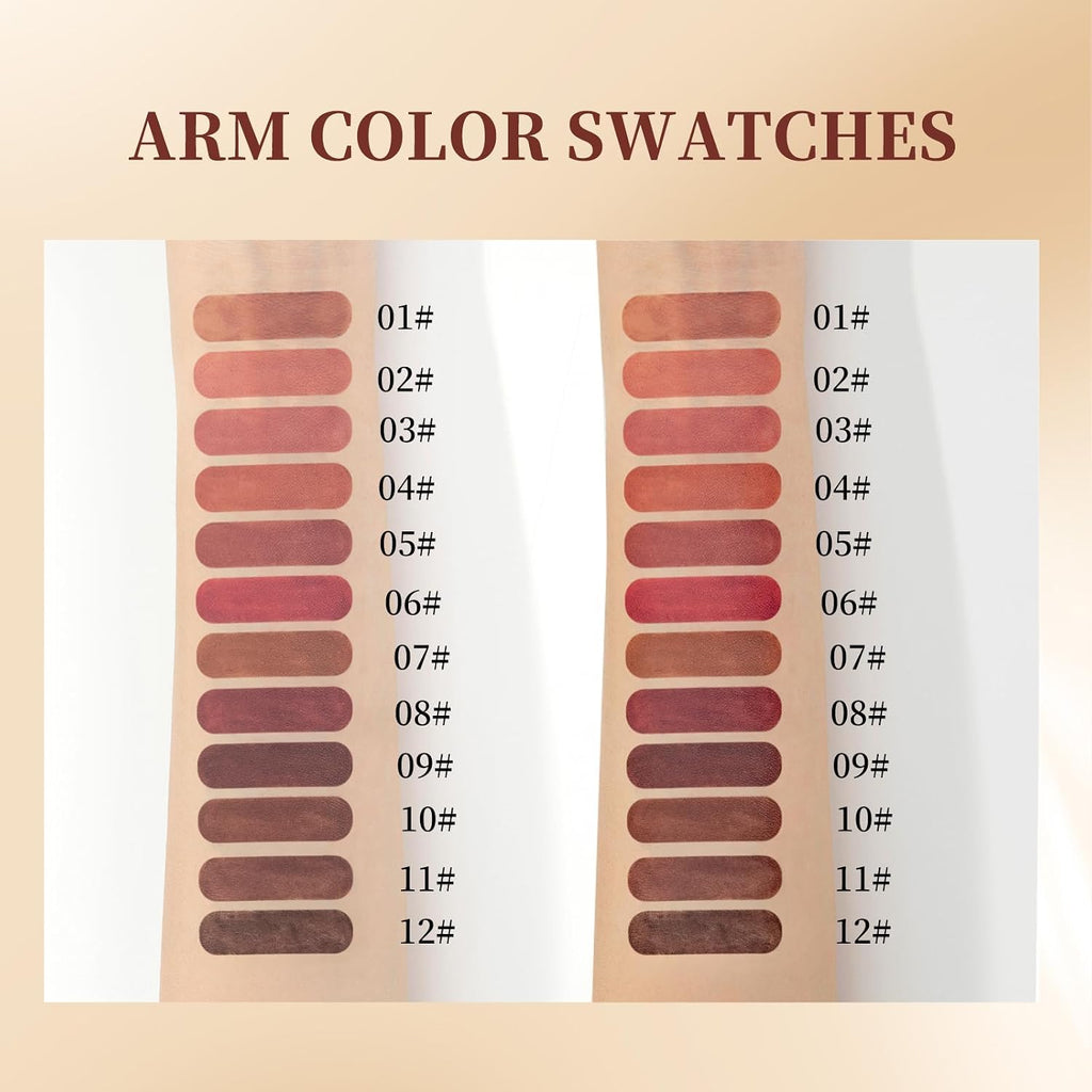 Matte Lip Liner Set, 12 Colors Brown Tone Natural Lip Makeup, Ultra Fine Lip Liner & Eyeliner Set, Creamy, Long