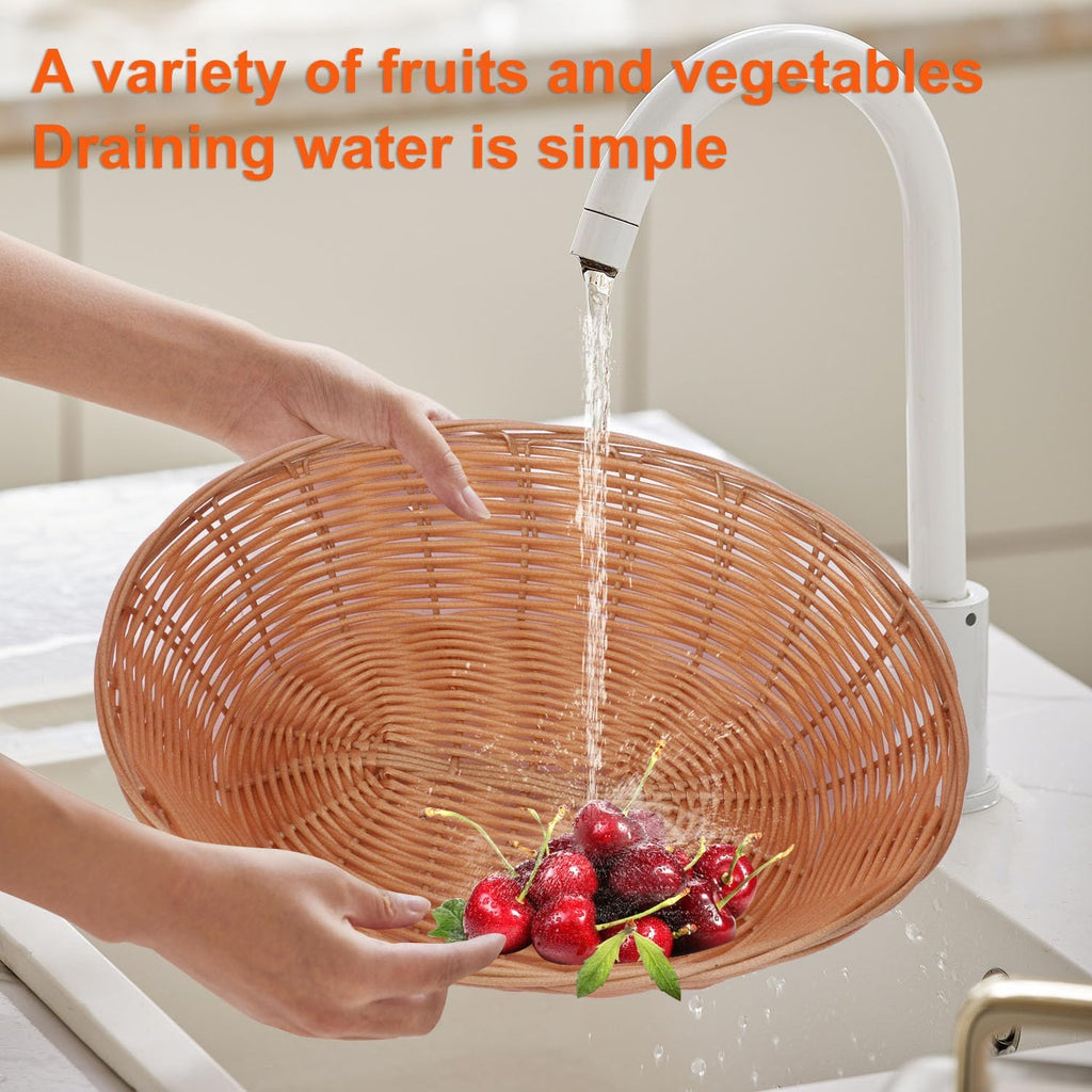 11 Inch Oval Poly Wicker Basket - Bulk, 11 Pack, Bread Serving Baskets for Home & Restaurant Use