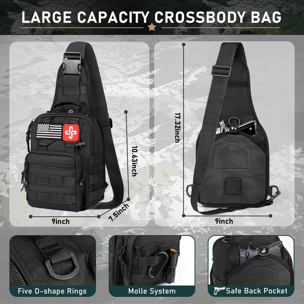 Survival Kit, 262Pcs Survival Gear and Supplies with First Aid Kit Pouch and Crossbody Bag, Emergency Kit with Tent