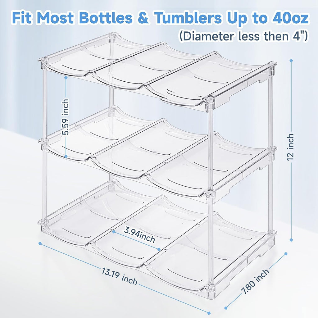 Stackable Water Bottle Organizer for Stanley 40 oz Tumbler, Water Bottle Holder for Cabinet, Pantry Kitchen