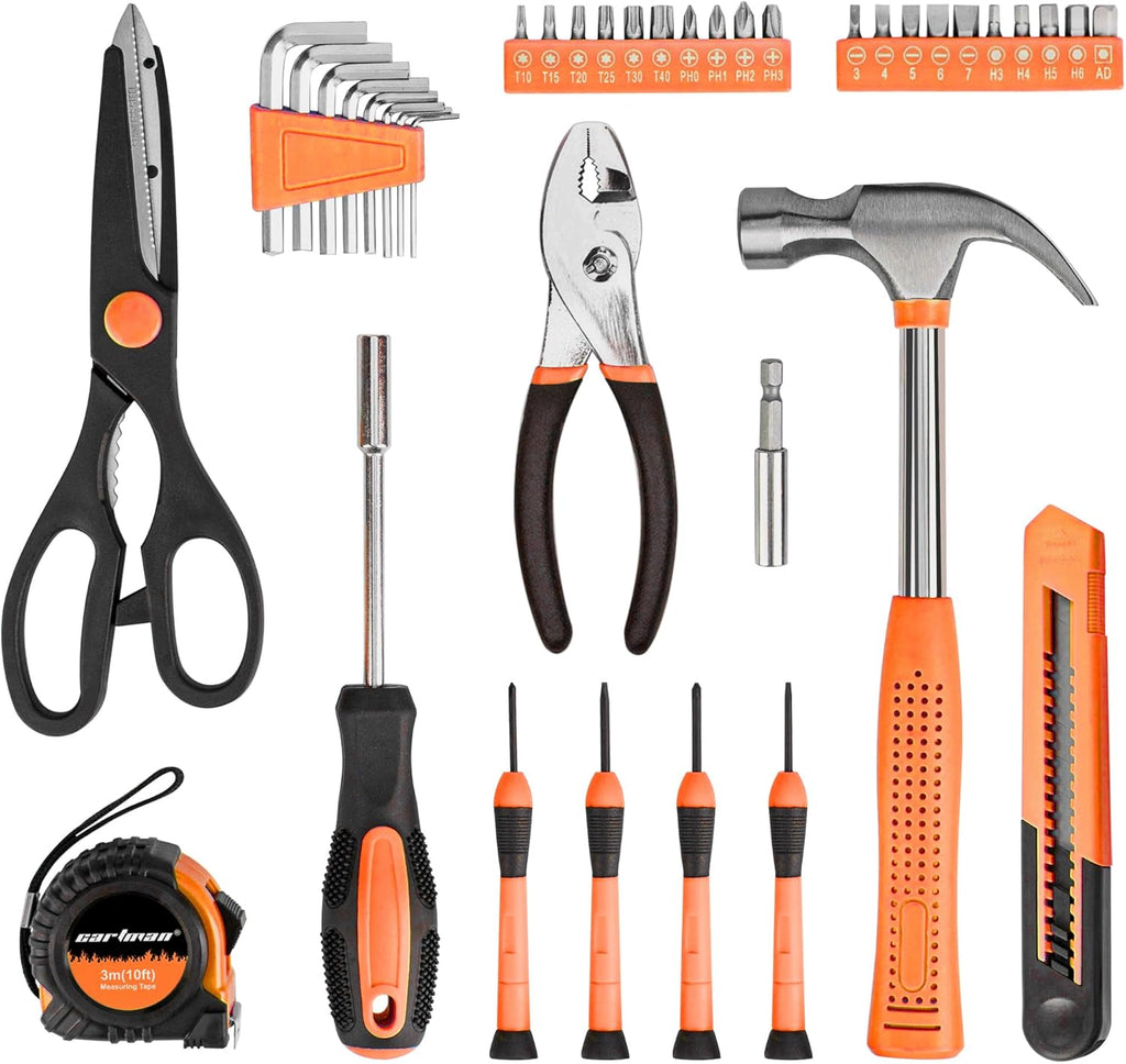 39 Piece Tool Set General Household Hand Kit with Plastic Toolbox Storage Case Orange