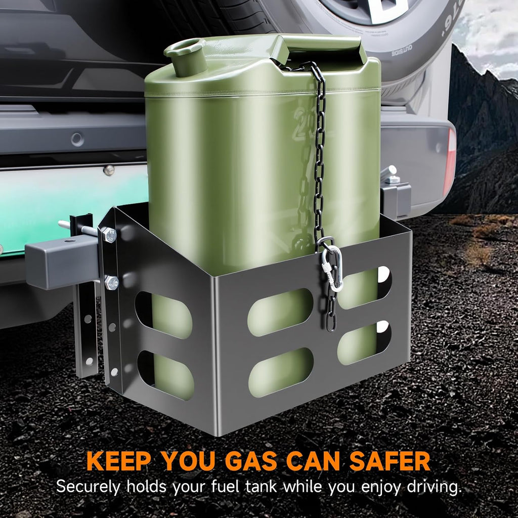 Jerry Gas Cans Holder Rack 5 Gallon/20 Liter, Lockable Metal Steel Jerry Gasoline Cans Mount Brackets, Fuel Jug