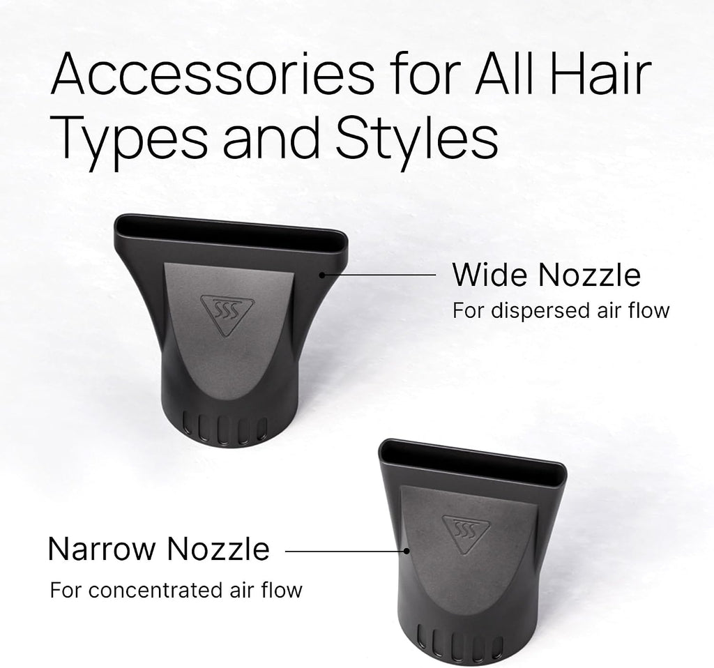 Professional Hair Dryer, Ionic Ceramic Tourmaline Technology, 2000W Fast Quiet Drying, with Narrow & Wide
